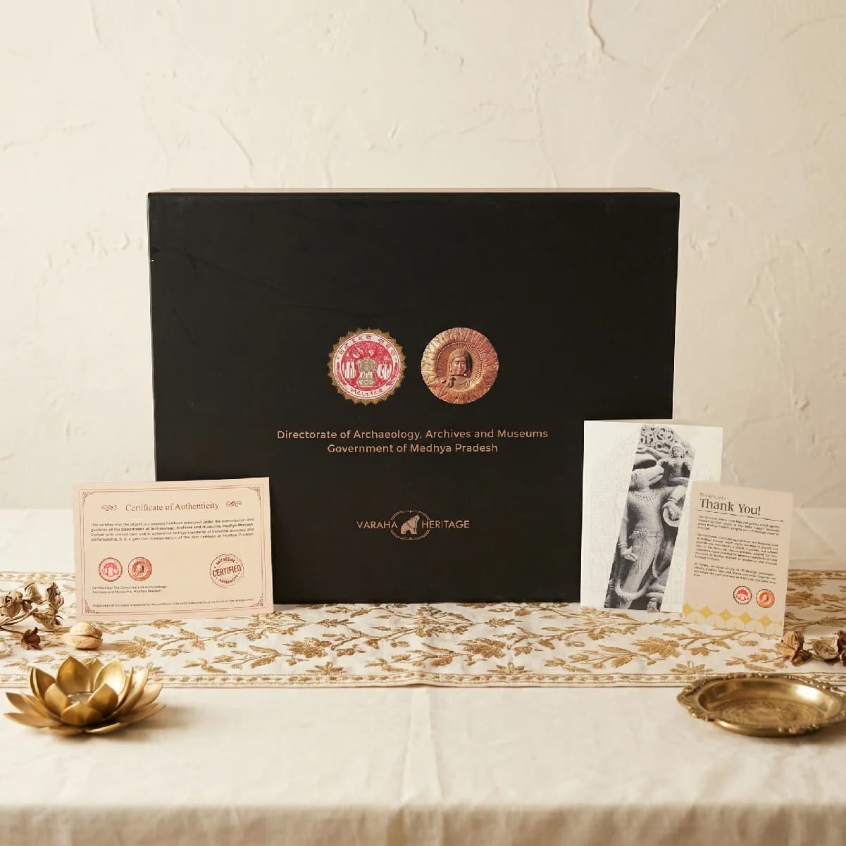 The Nar Varaha Sculpture arrives in a premium black presentation box alongside an official certificate of authenticity and documentation.