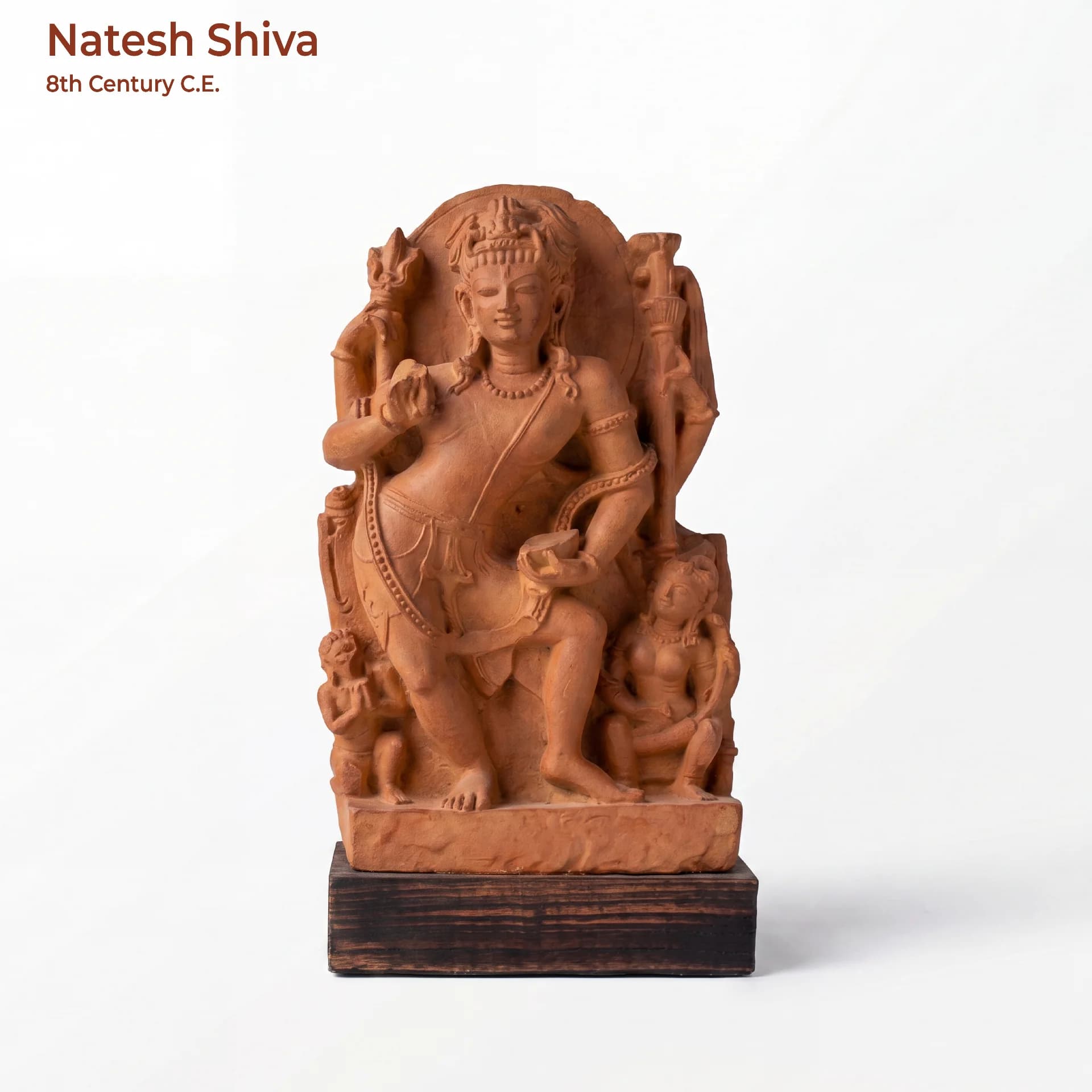 A full-body front view of the Natesh Shiva sculpture, a stone composite replica showing intricate dancing deity details.