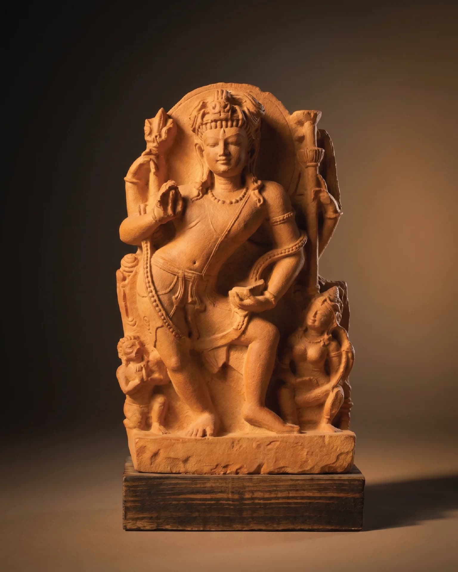 A front view of the Natesh Shiva Sculpture, a stone composite museum replica showing the deity in a dance pose.