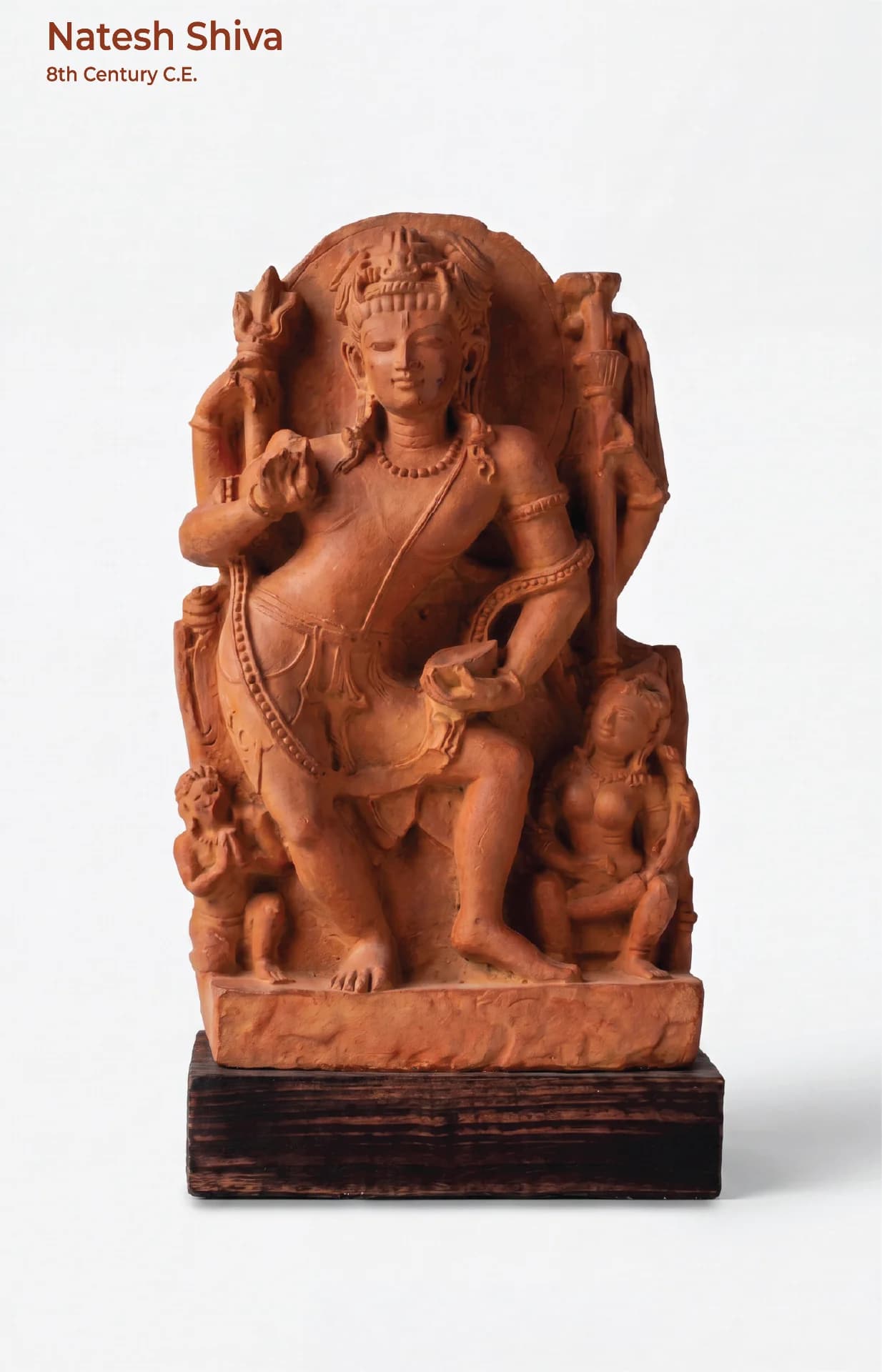 A full front view of the Natesh Shiva sculpture, a hand-finished stone composite replica featuring intricate dancing deity details.