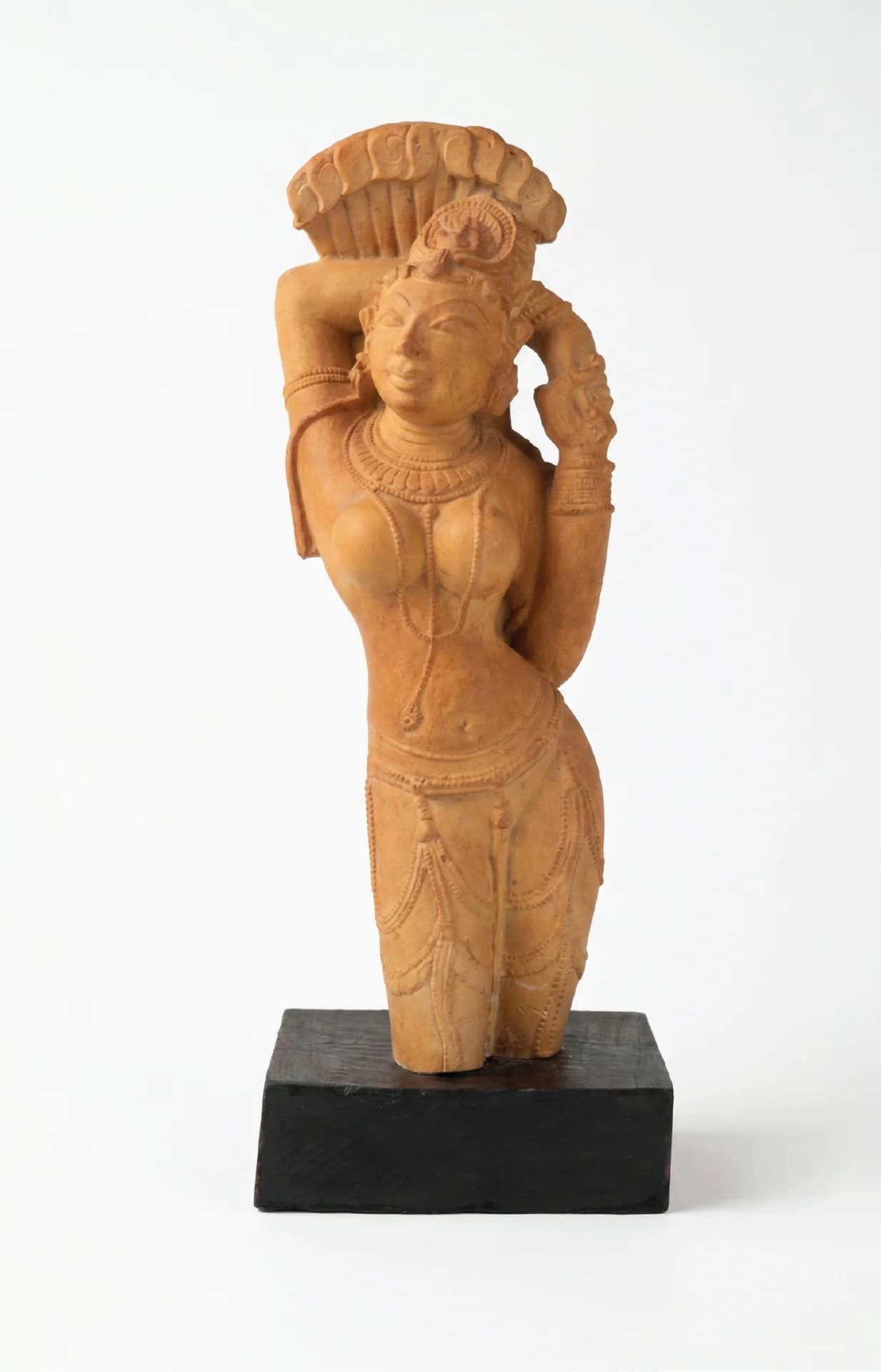 A full front view of the Alasa Nayika Sculpture, a hand-finished stone composite replica featuring an elegant celestial maiden.