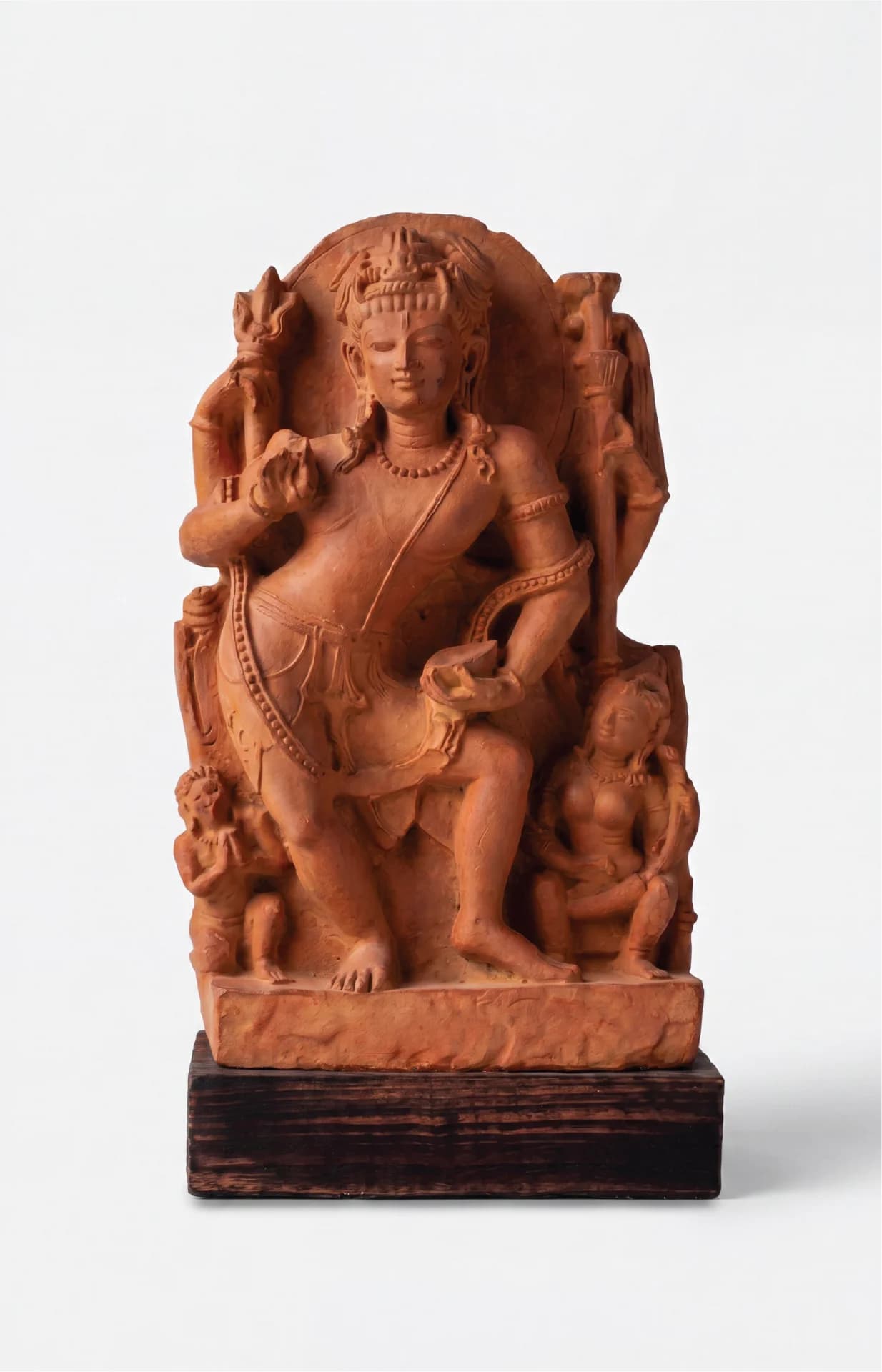 A front-facing view of the Natesh Shiva Sculpture, a stone composite museum replica showing intricate dancing deity details.